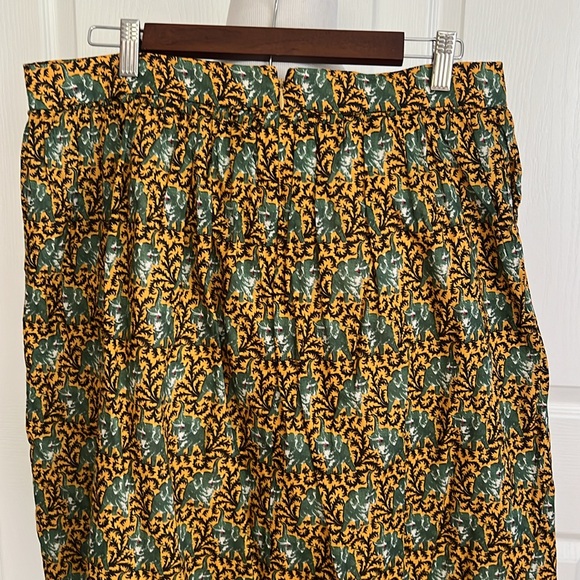 J. Crew Elephant Print Green Yellow and Black Cotton Skirt Womens Sz 16 - Picture 5 of 15